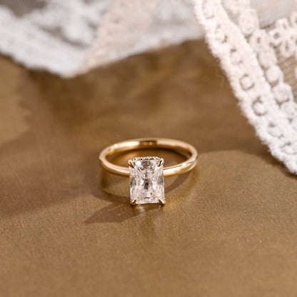2 CT Emerald Pave Moissanite Engagement Ring