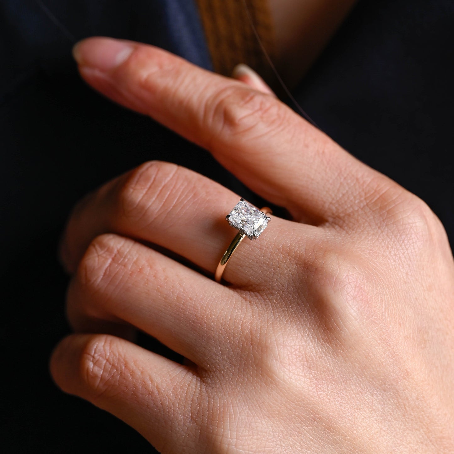 2 CT Emerald Pave Moissanite Engagement Ring