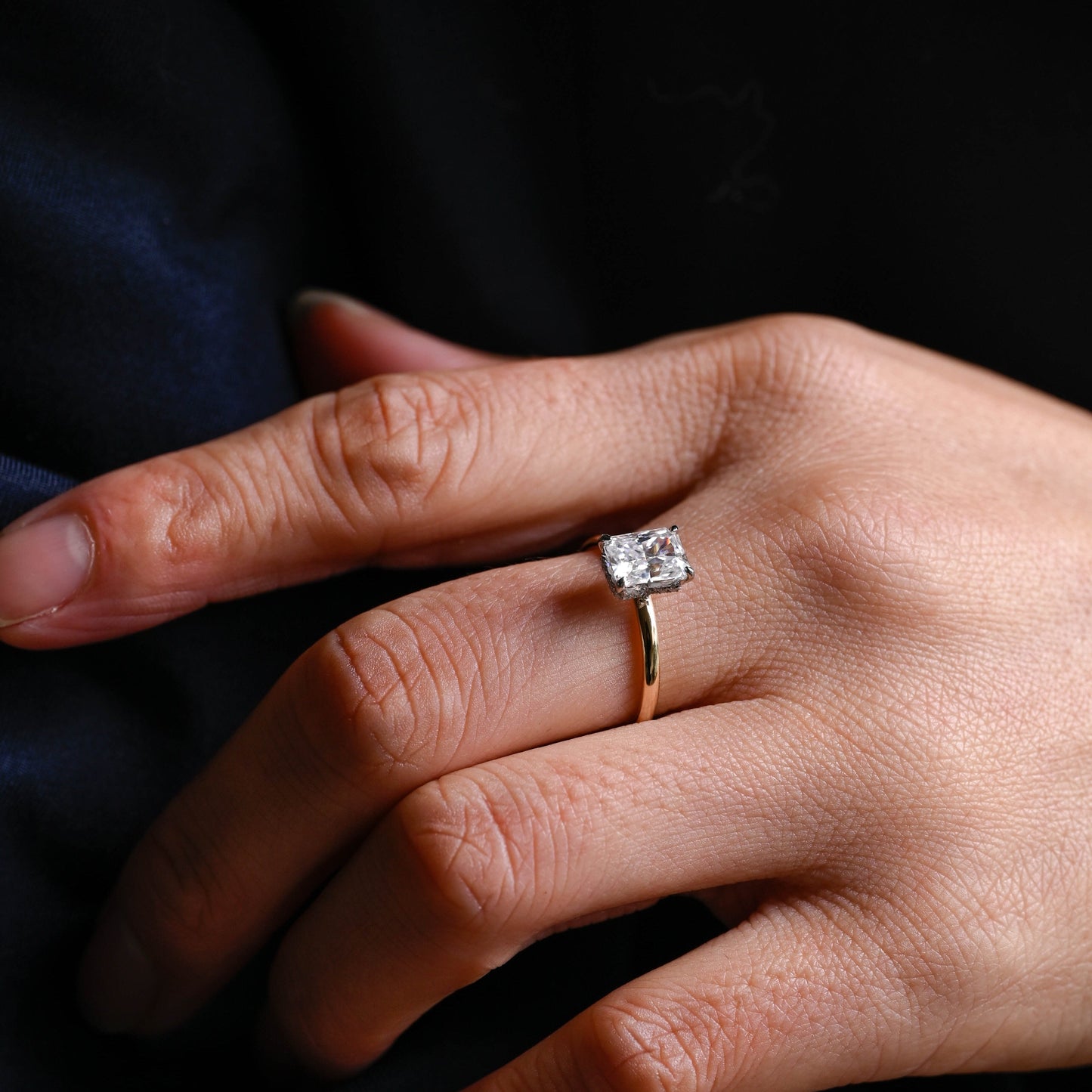 2 CT Emerald Pave Moissanite Engagement Ring
