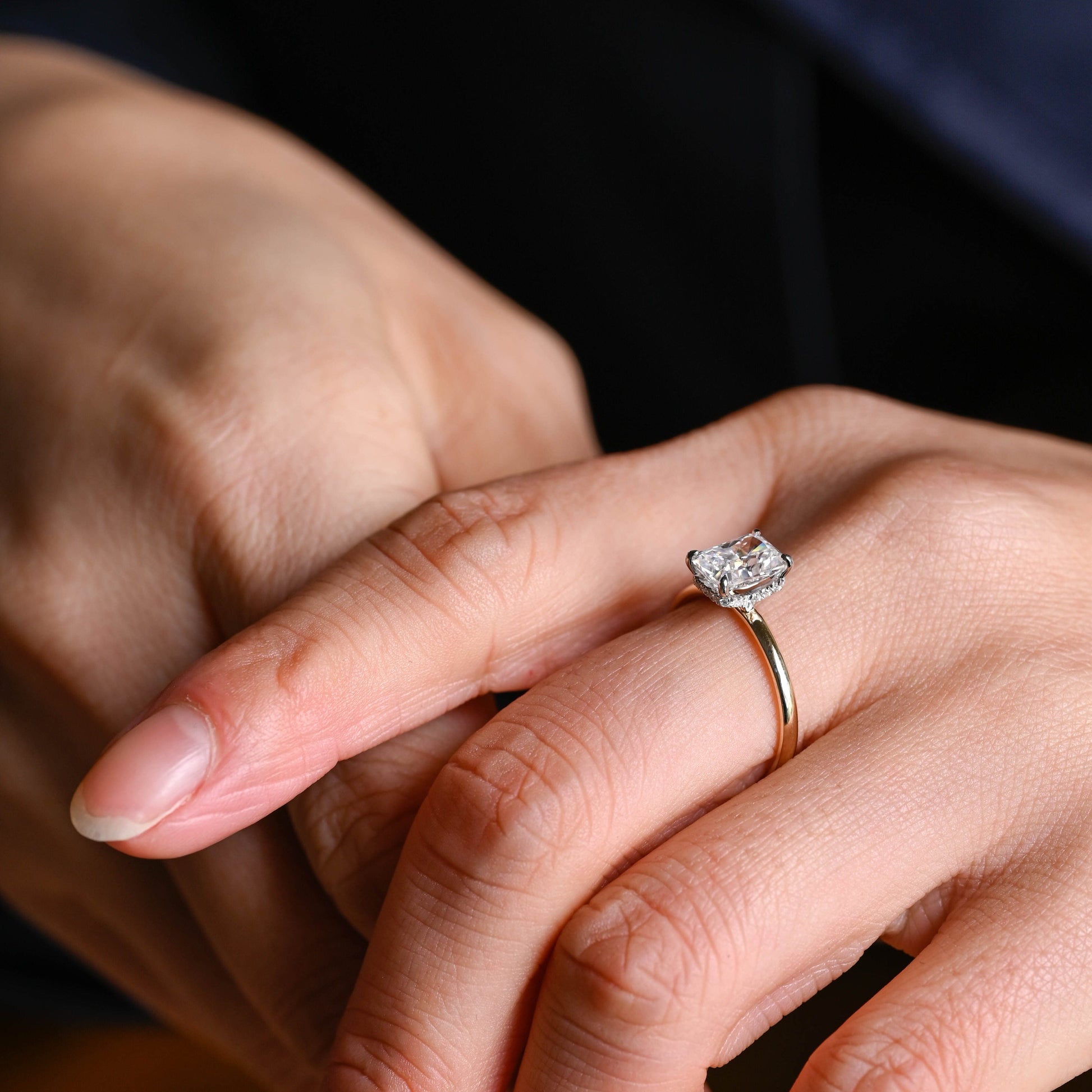 2 CT Emerald Pave Moissanite Engagement Ring