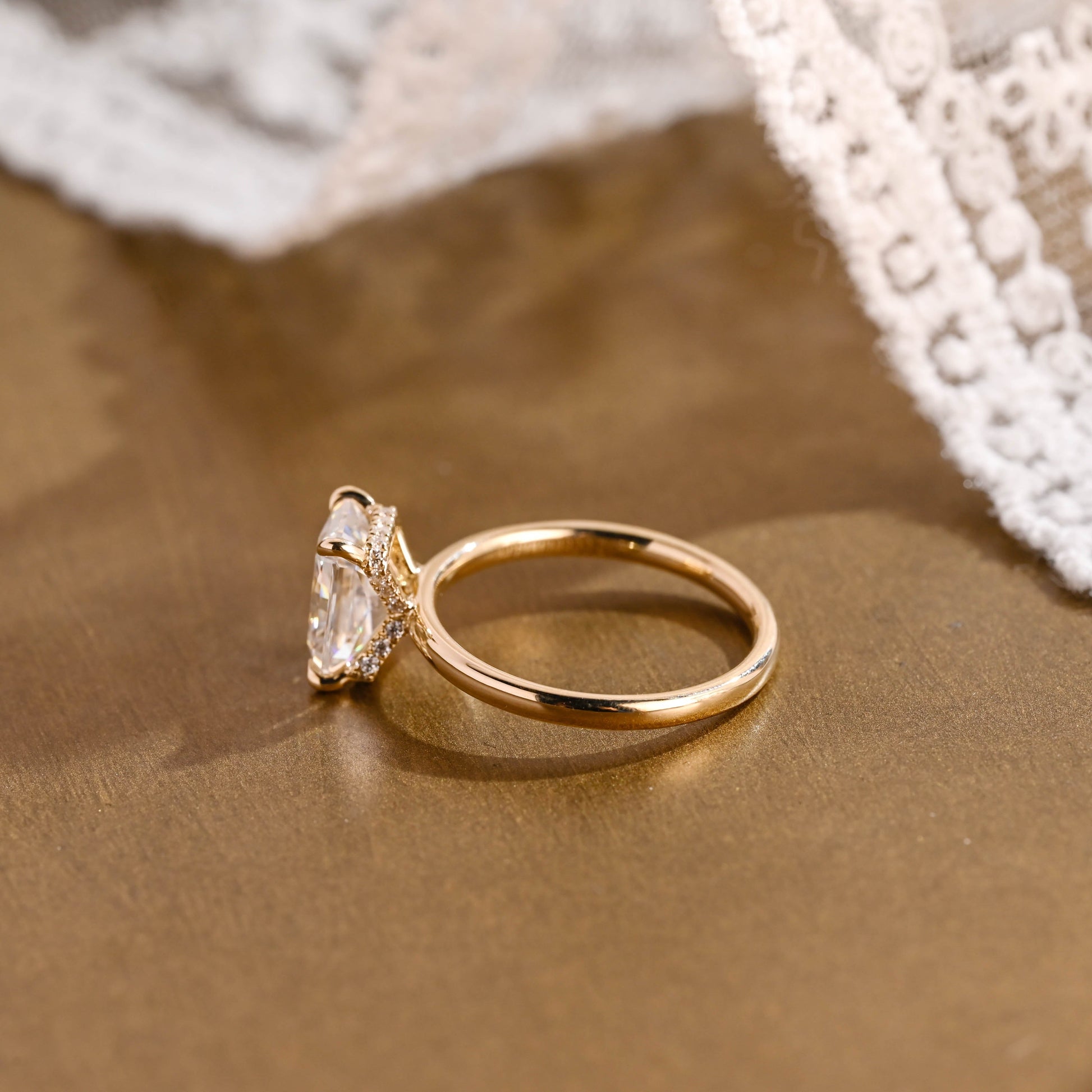 2 CT Emerald Pave Moissanite Engagement Ring