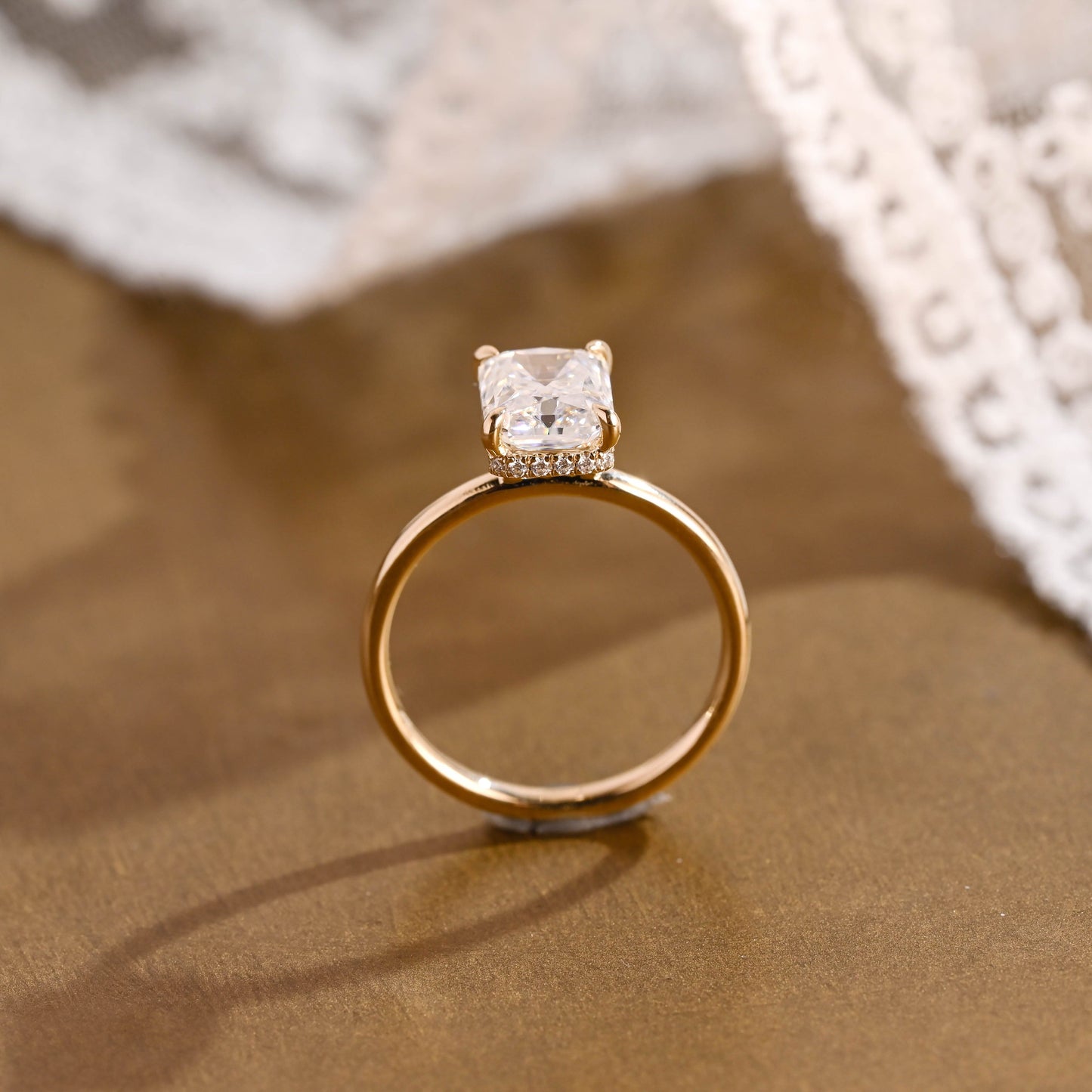 2 CT Emerald Pave Moissanite Engagement Ring