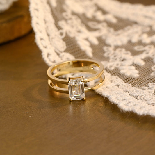 2 CT Emerald Pave Moissanite Engagement Ring