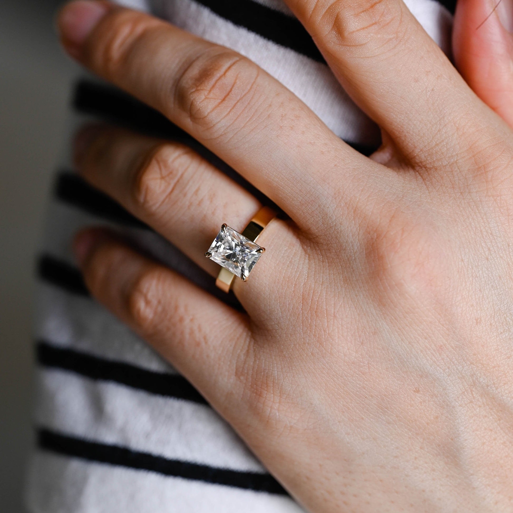 2 CT Emerald Pave Moissanite Engagement Ring