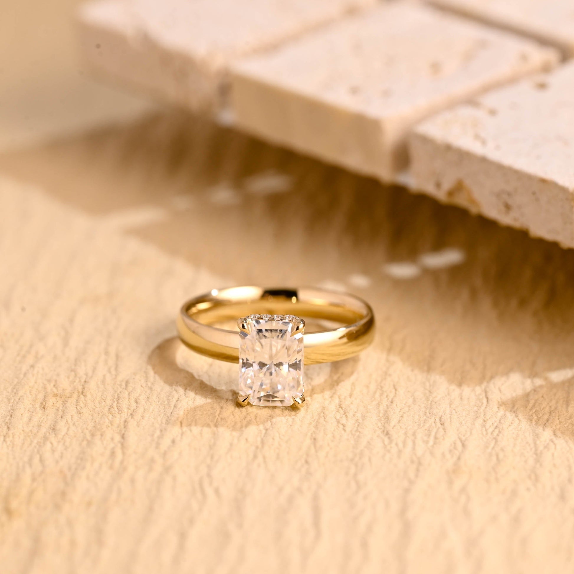 2 CT Emerald Pave Moissanite Engagement Ring