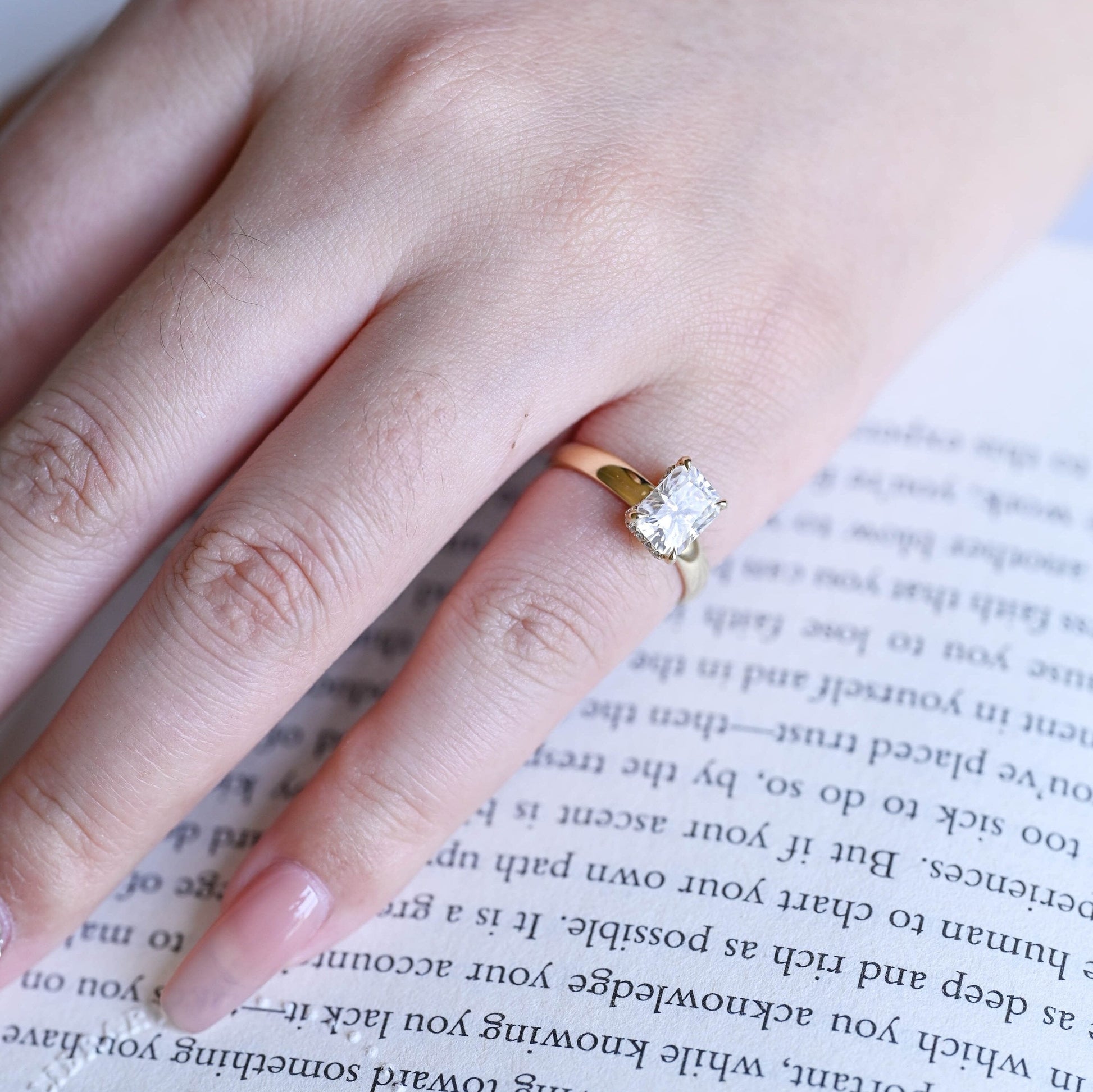 2 CT Emerald Pave Moissanite Engagement Ring