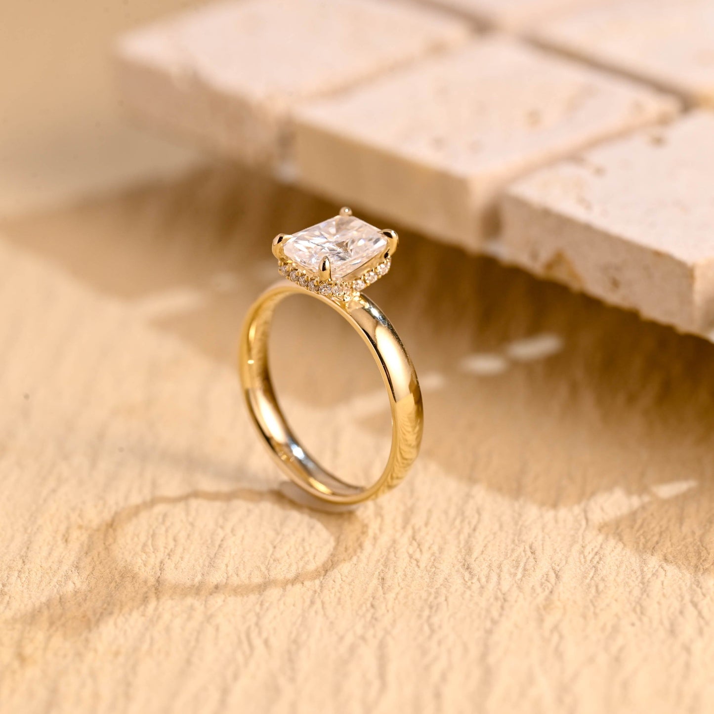 2 CT Emerald Pave Moissanite Engagement Ring