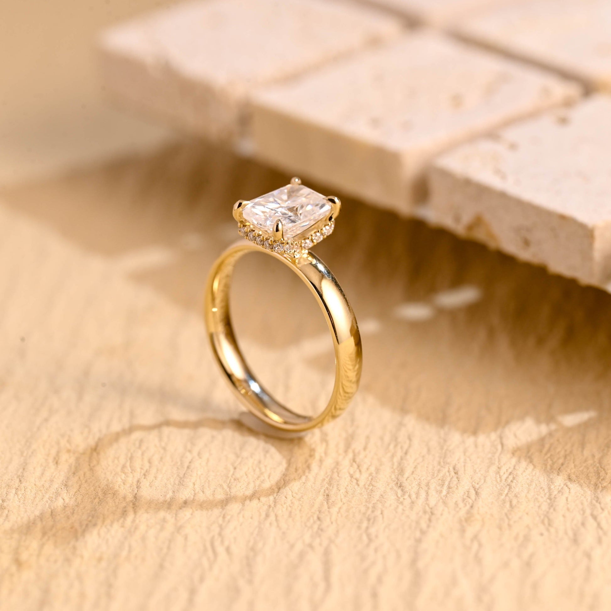 2 CT Emerald Pave Moissanite Engagement Ring