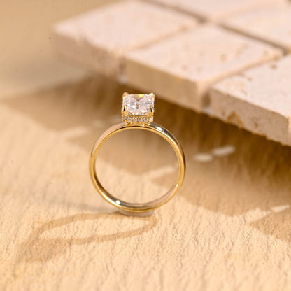 2 CT Emerald Pave Moissanite Engagement Ring