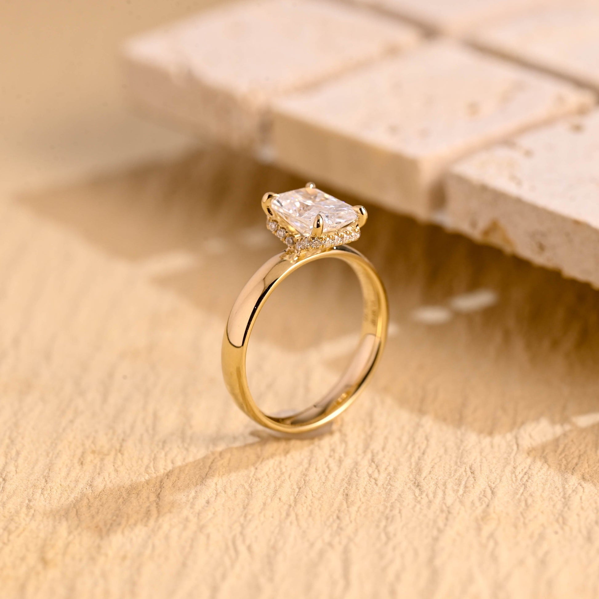 2 CT Emerald Pave Moissanite Engagement Ring