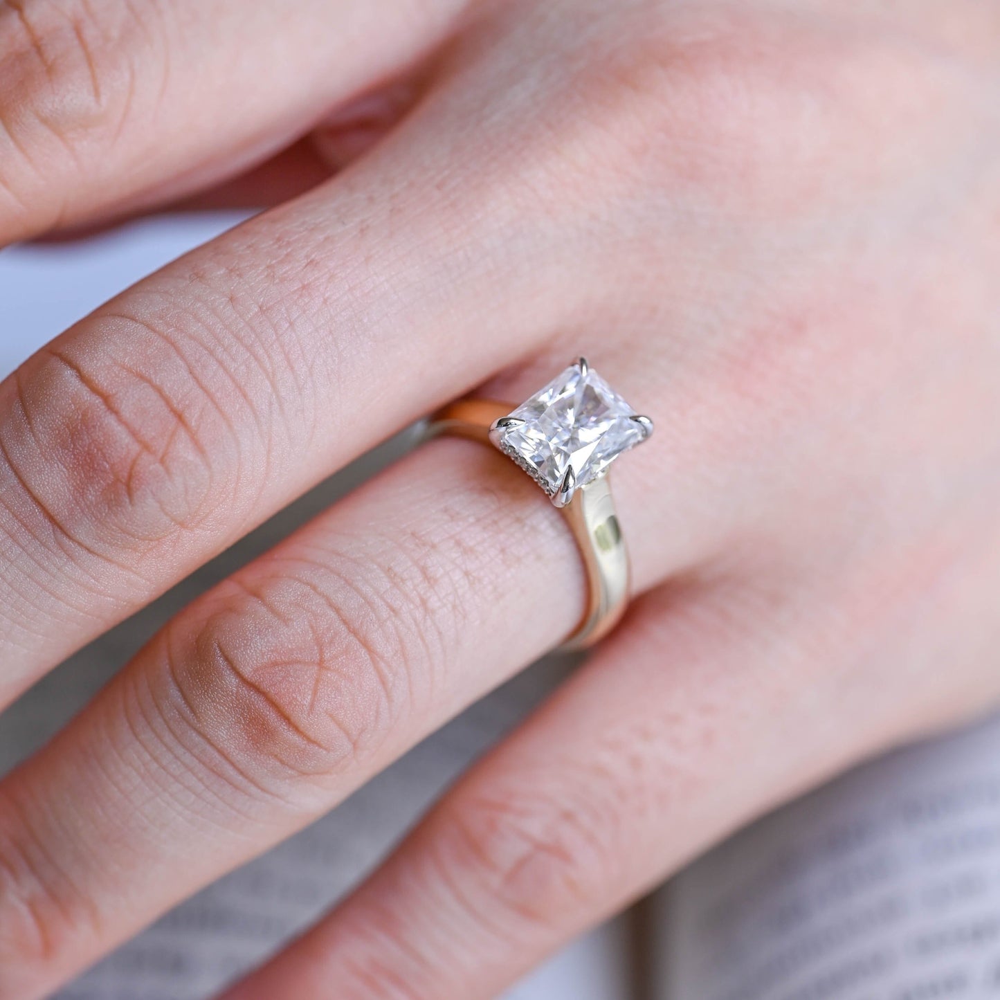 2 CT Emerald Pave Moissanite Engagement Ring