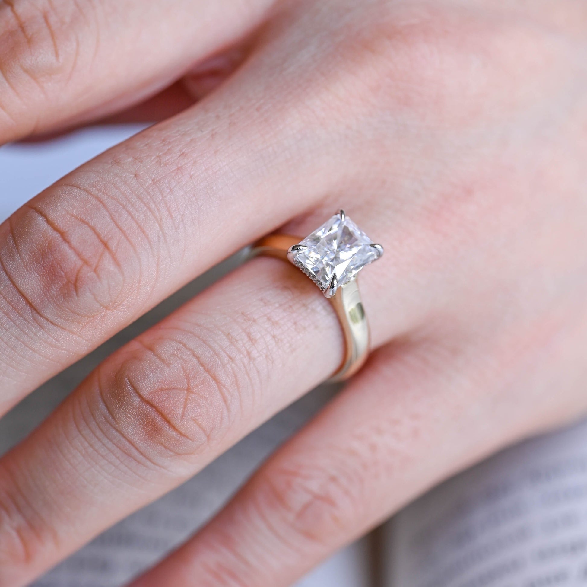 2 CT Emerald Pave Moissanite Engagement Ring