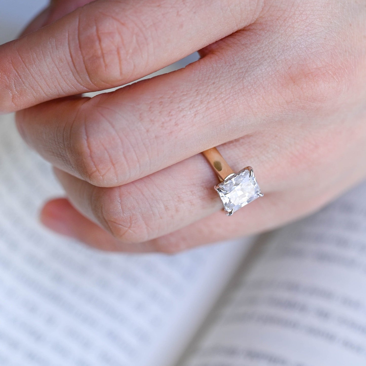 2 CT Emerald Pave Moissanite Engagement Ring