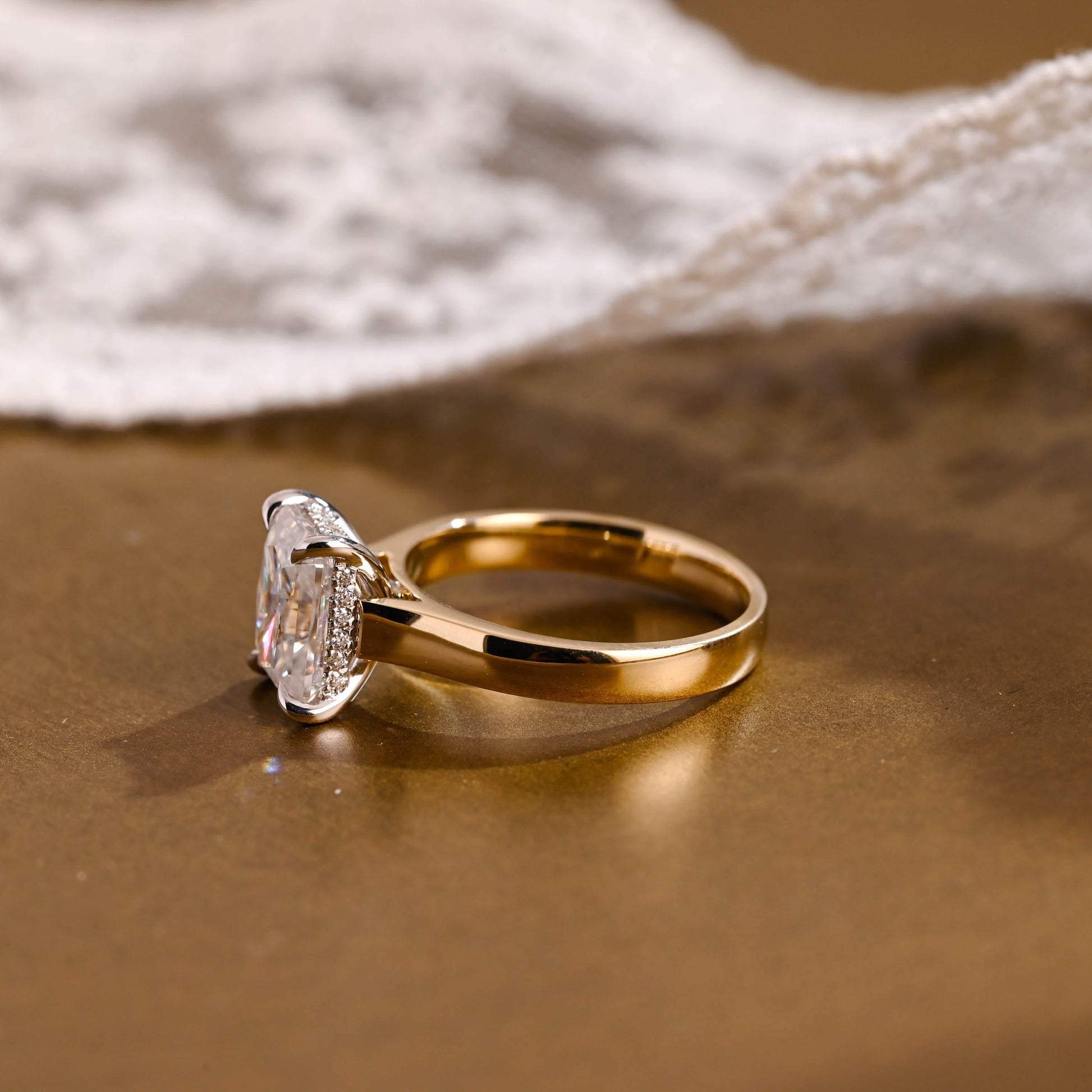 2 CT Emerald Pave Moissanite Engagement Ring