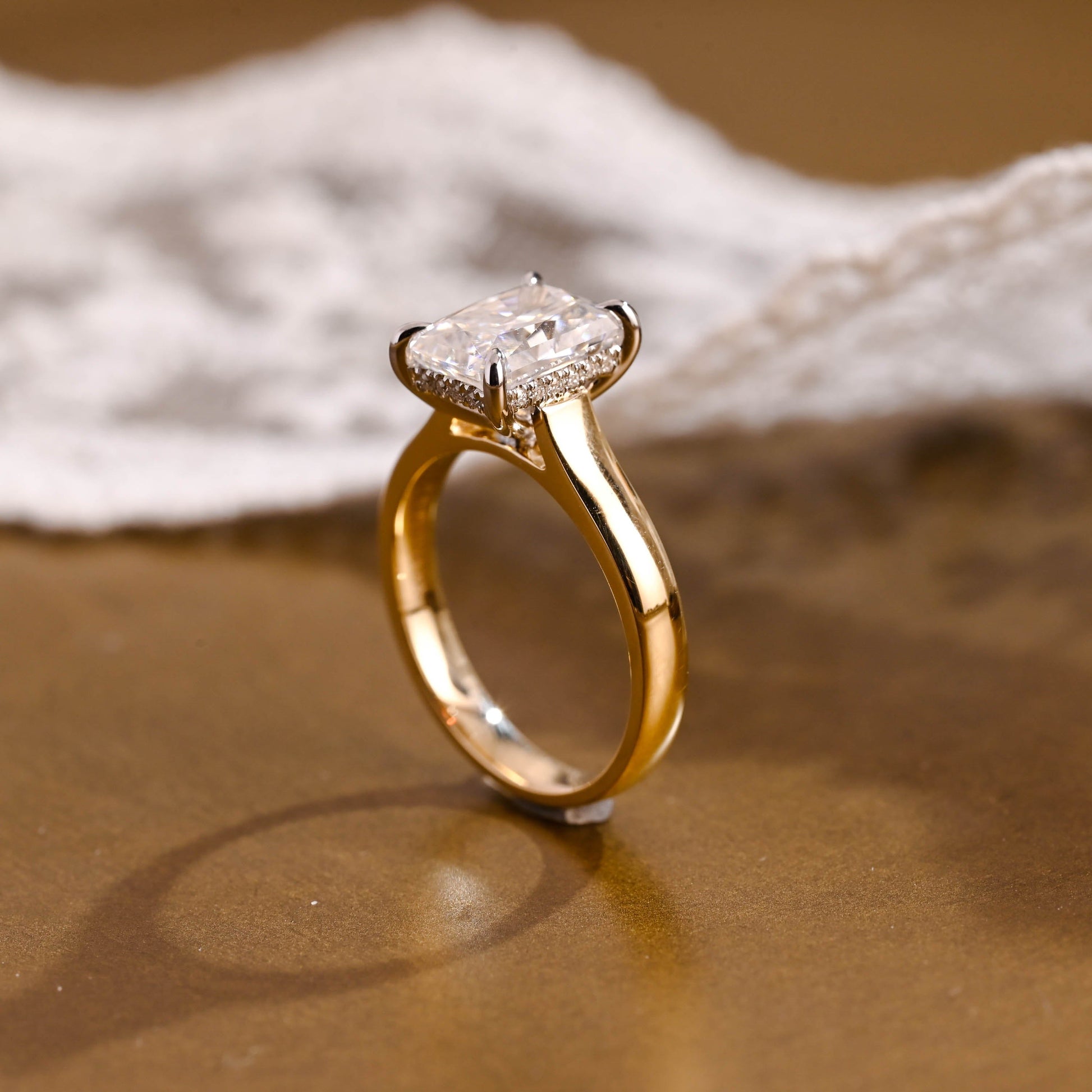 2 CT Emerald Pave Moissanite Engagement Ring