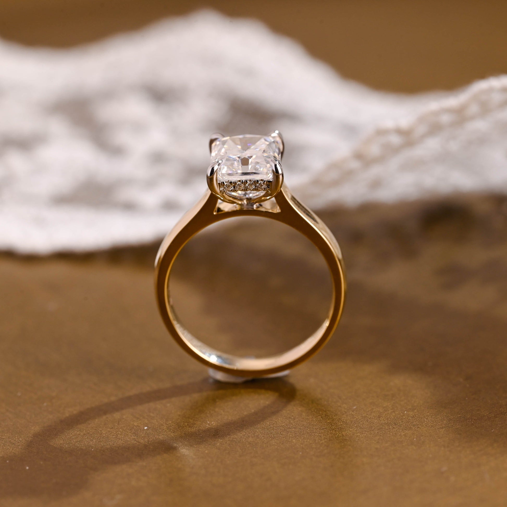2 CT Emerald Pave Moissanite Engagement Ring