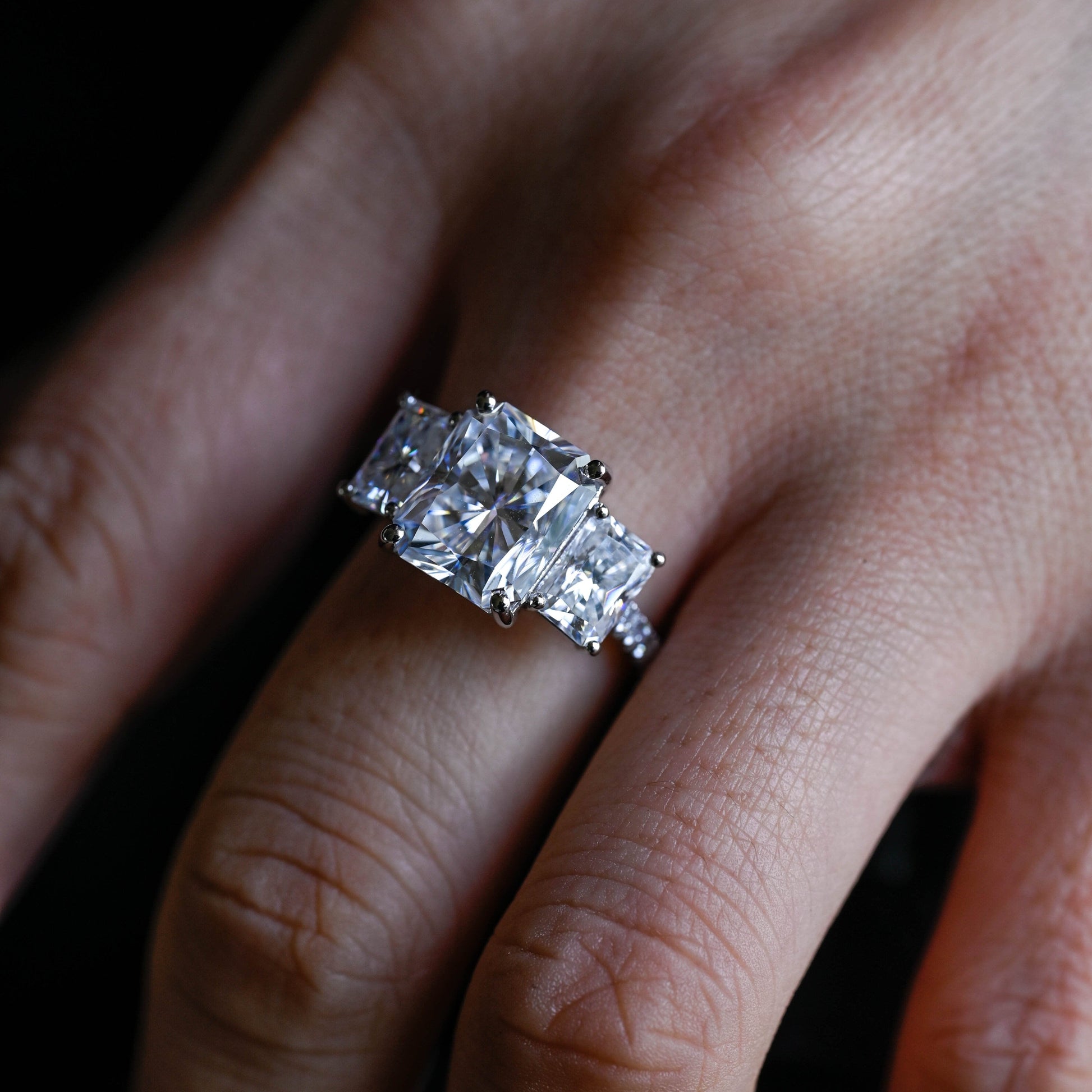 2 CT Emerald Pave Moissanite Engagement Ring