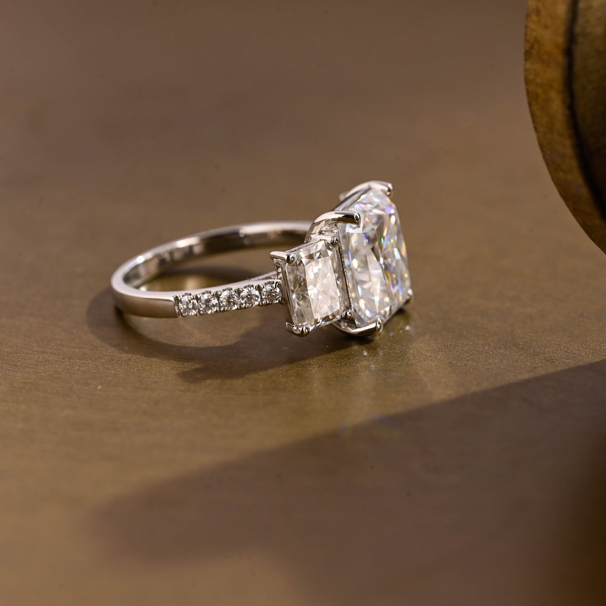 2 CT Emerald Pave Moissanite Engagement Ring