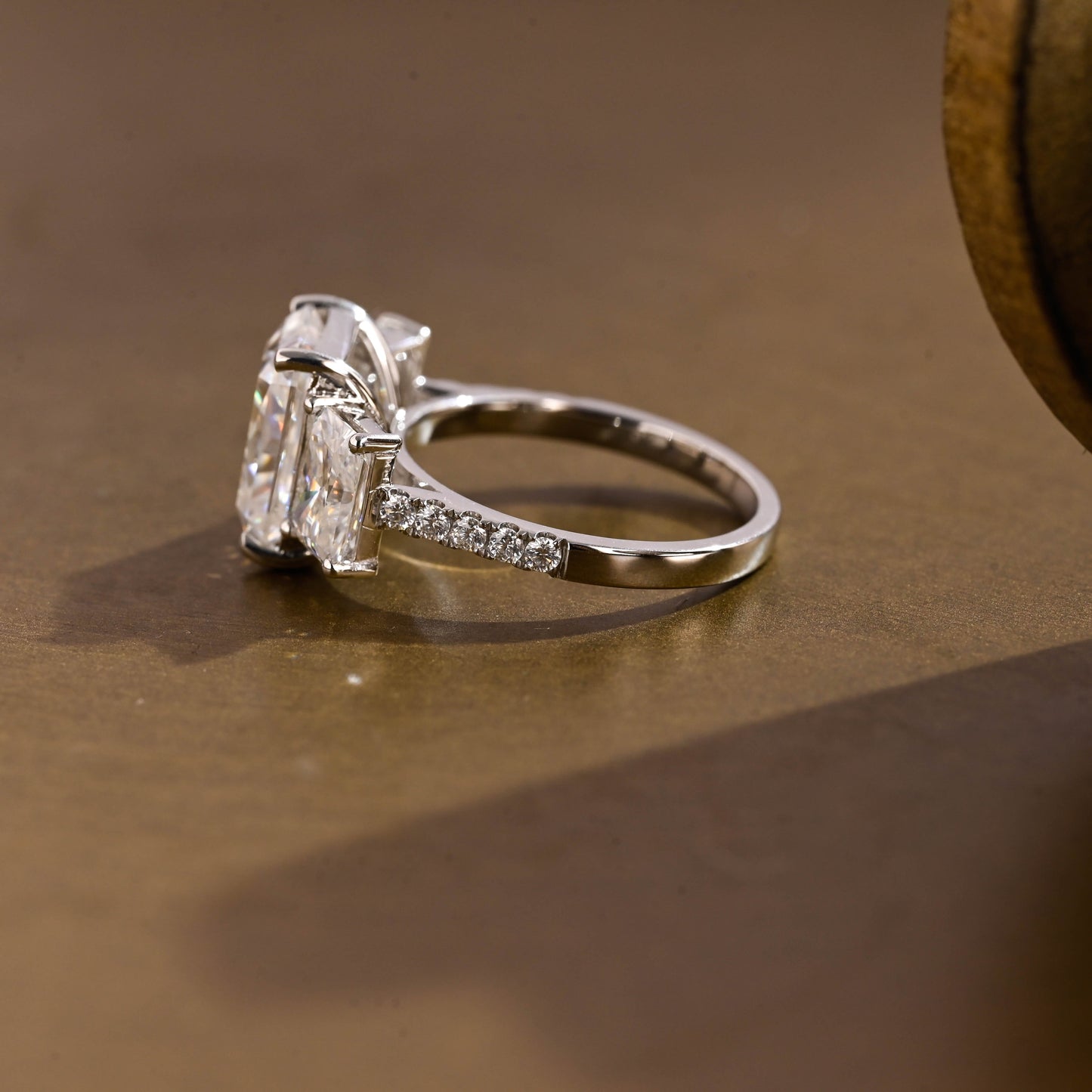 2 CT Emerald Pave Moissanite Engagement Ring
