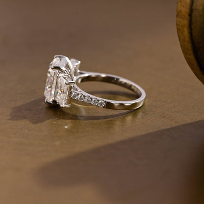 2 CT Emerald Pave Moissanite Engagement Ring