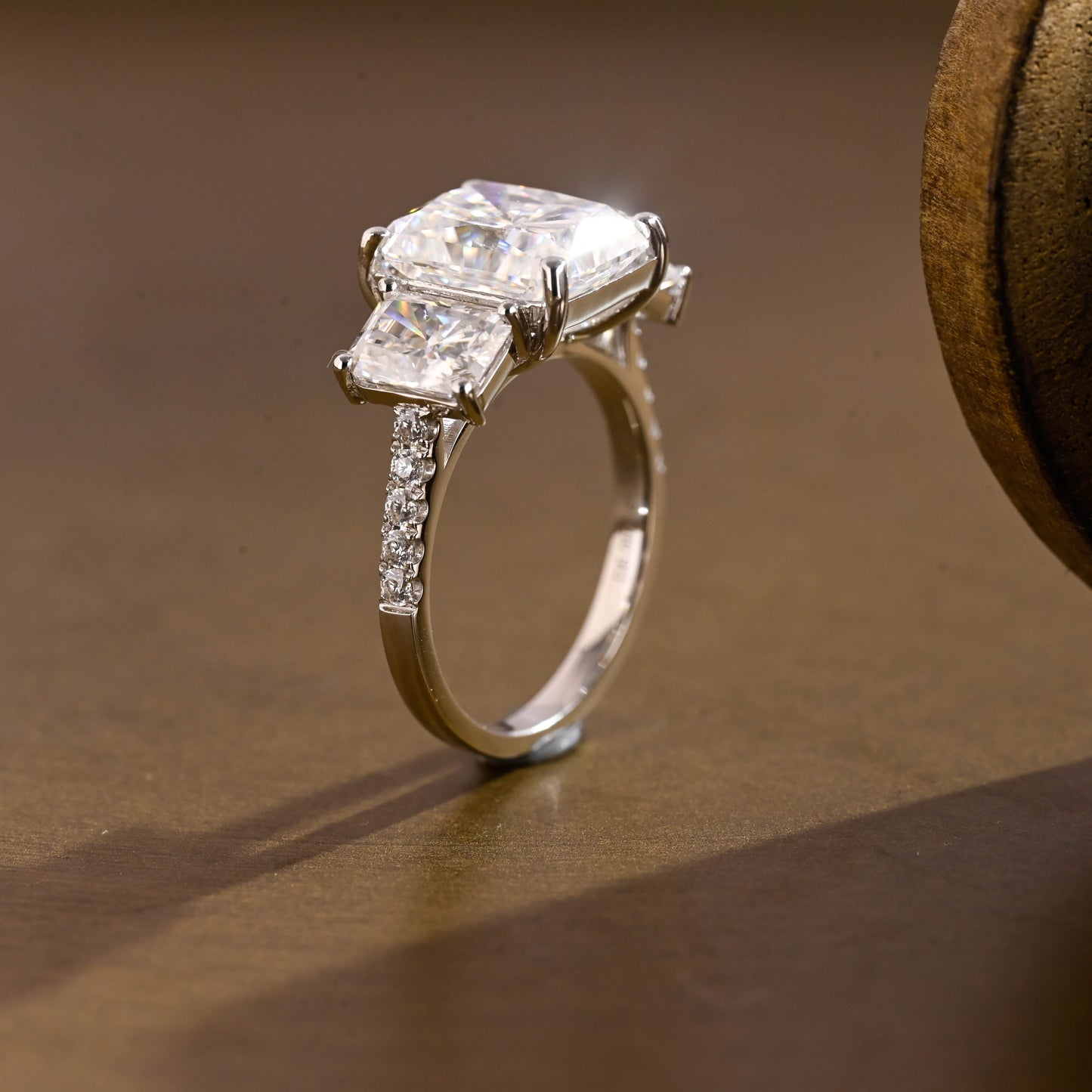 2 CT Emerald Pave Moissanite Engagement Ring