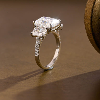 2 CT Emerald Pave Moissanite Engagement Ring