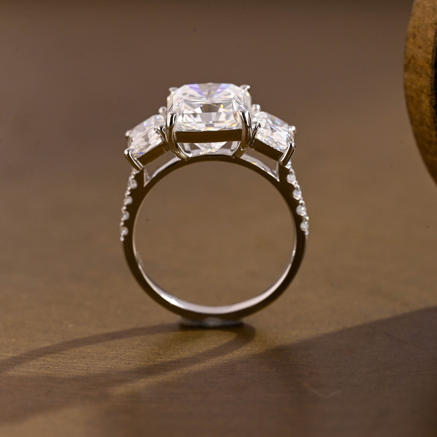 2 CT Emerald Pave Moissanite Engagement Ring