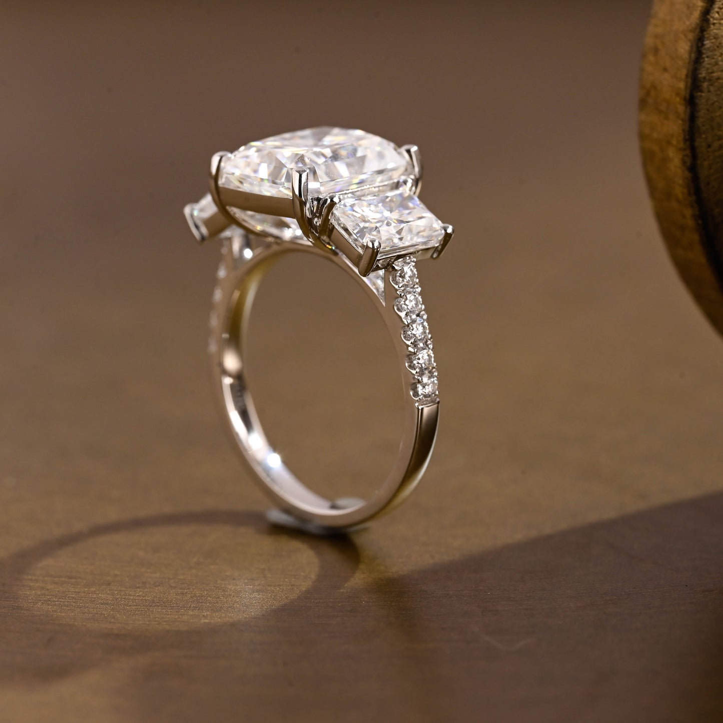 2 CT Emerald Pave Moissanite Engagement Ring