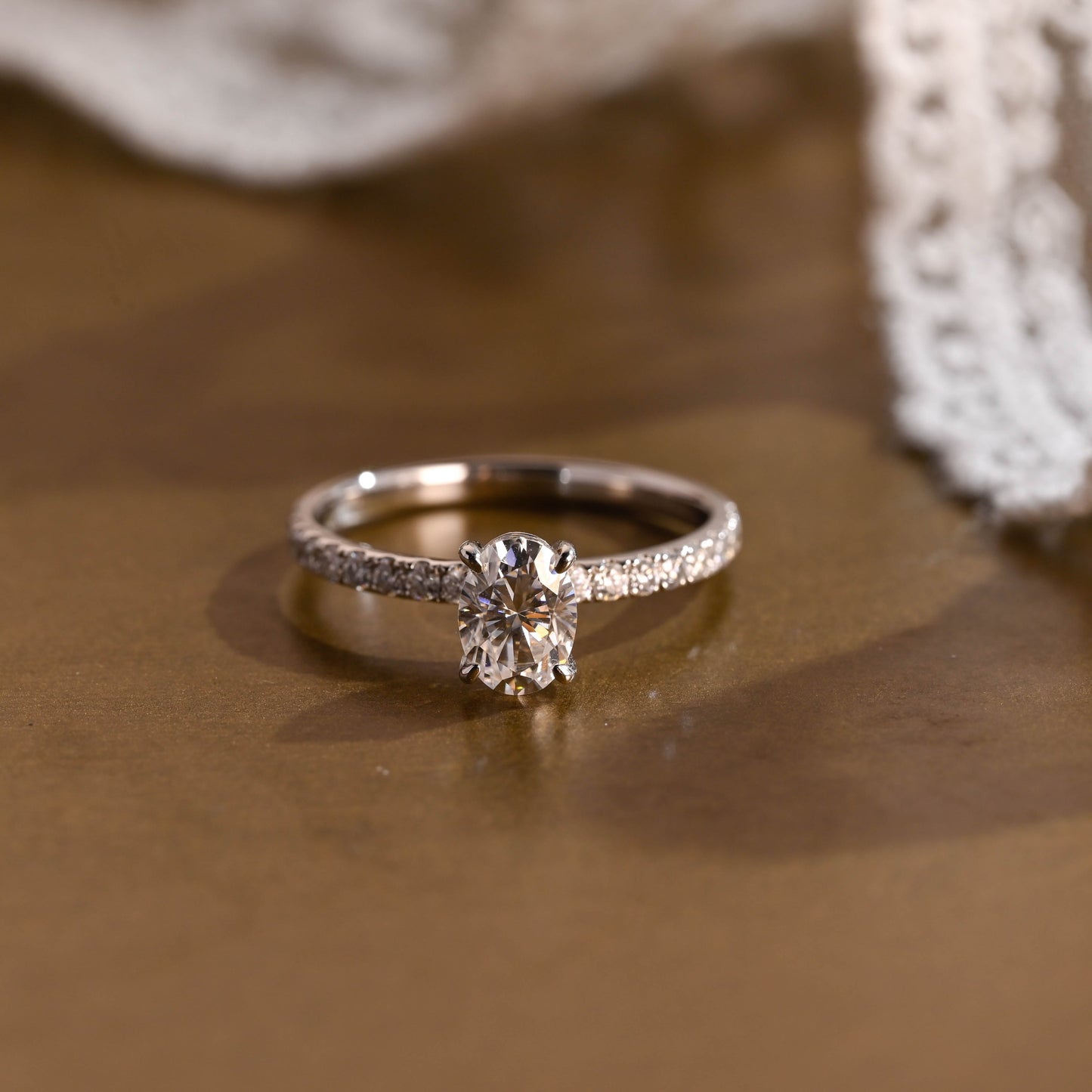 2 CT Emerald Pave Moissanite Engagement Ring