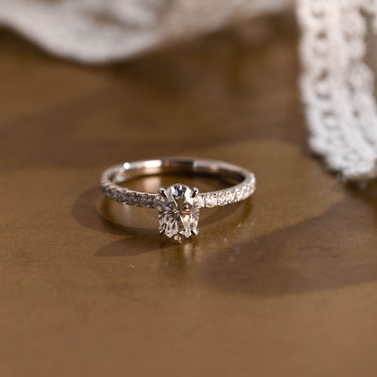 2 CT Emerald Pave Moissanite Engagement Ring