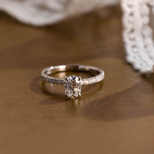 2 CT Emerald Pave Moissanite Engagement Ring