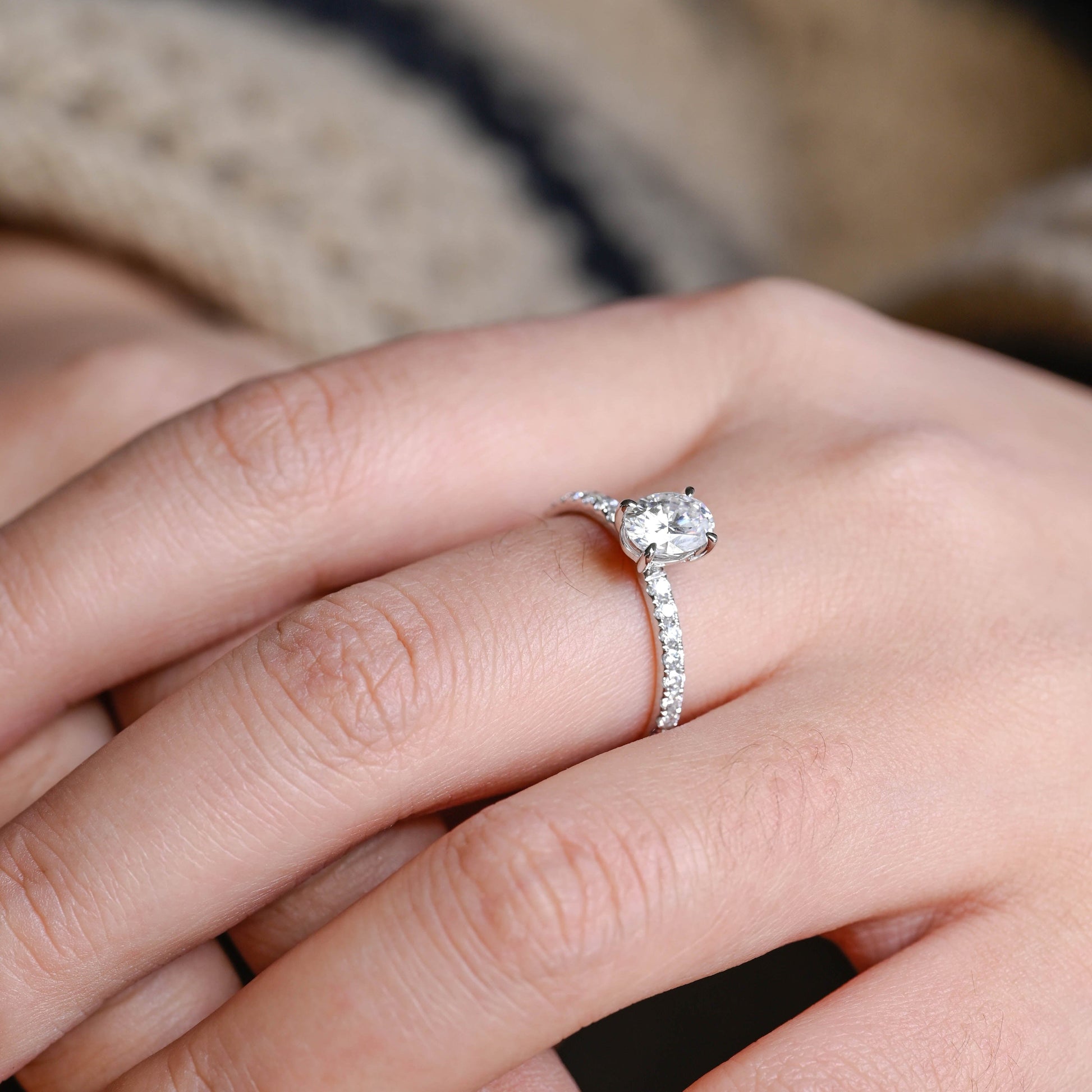 2 CT Emerald Pave Moissanite Engagement Ring
