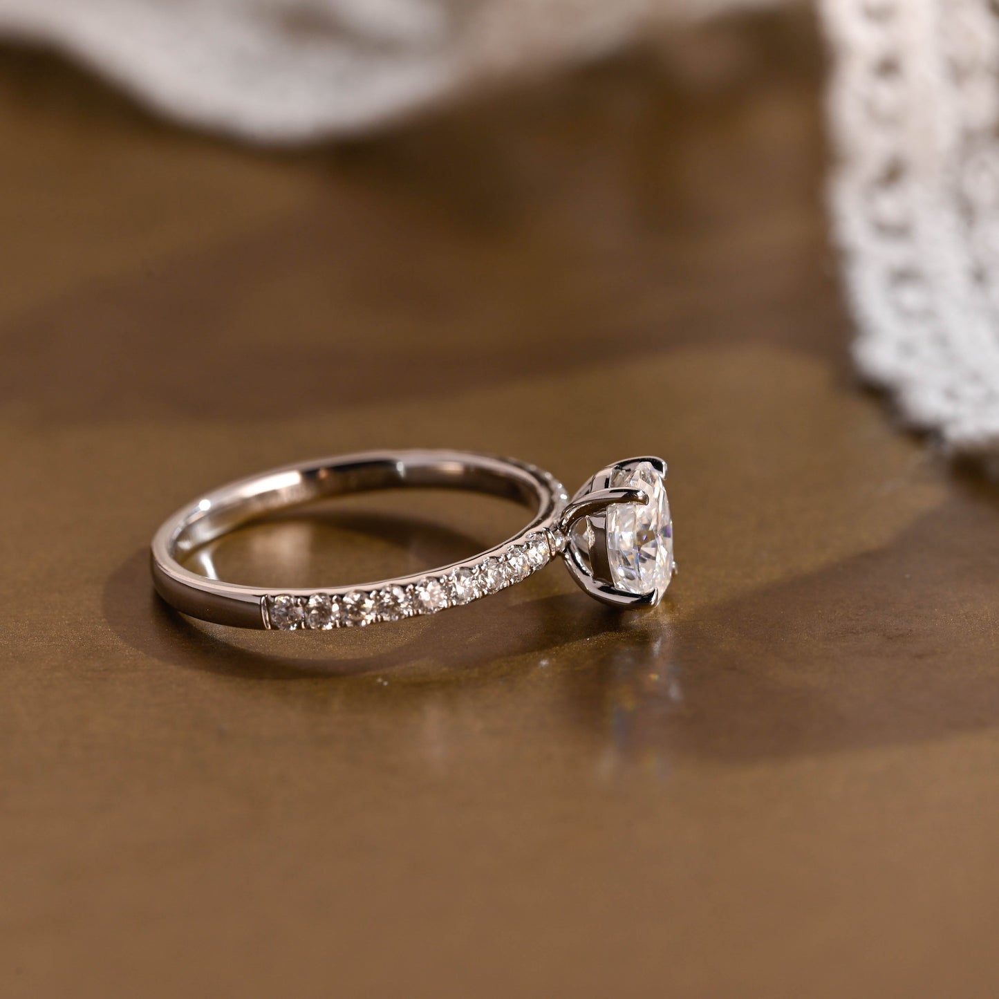 2 CT Emerald Pave Moissanite Engagement Ring