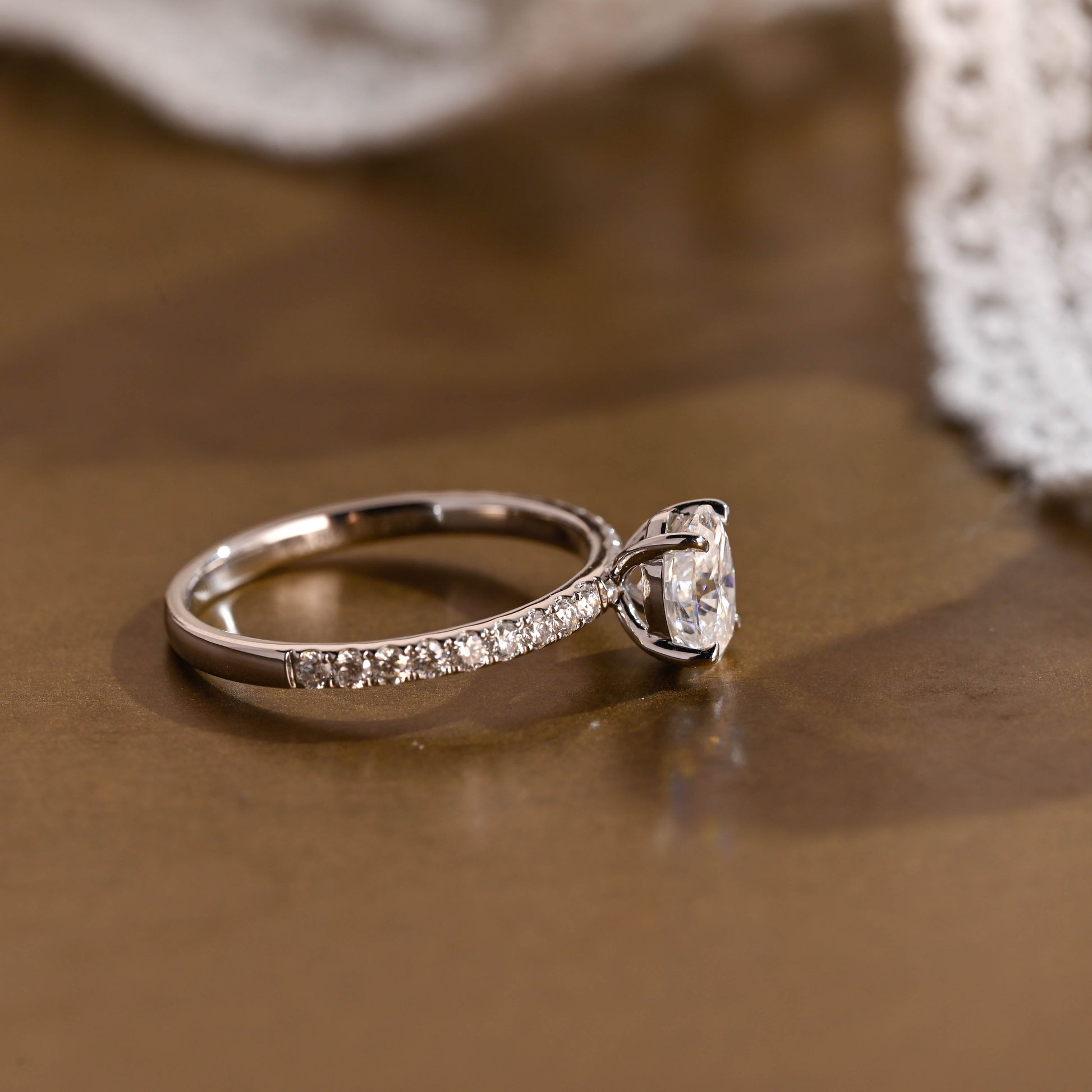 2 CT Emerald Pave Moissanite Engagement Ring
