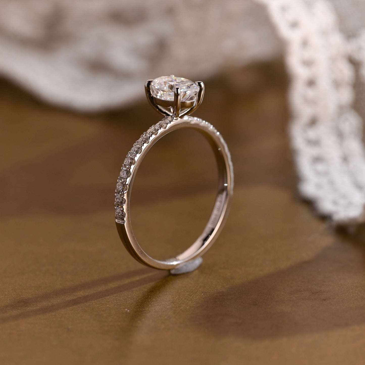 2 CT Emerald Pave Moissanite Engagement Ring