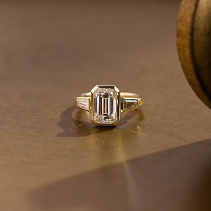 2 CT Emerald Pave Moissanite Engagement Ring
