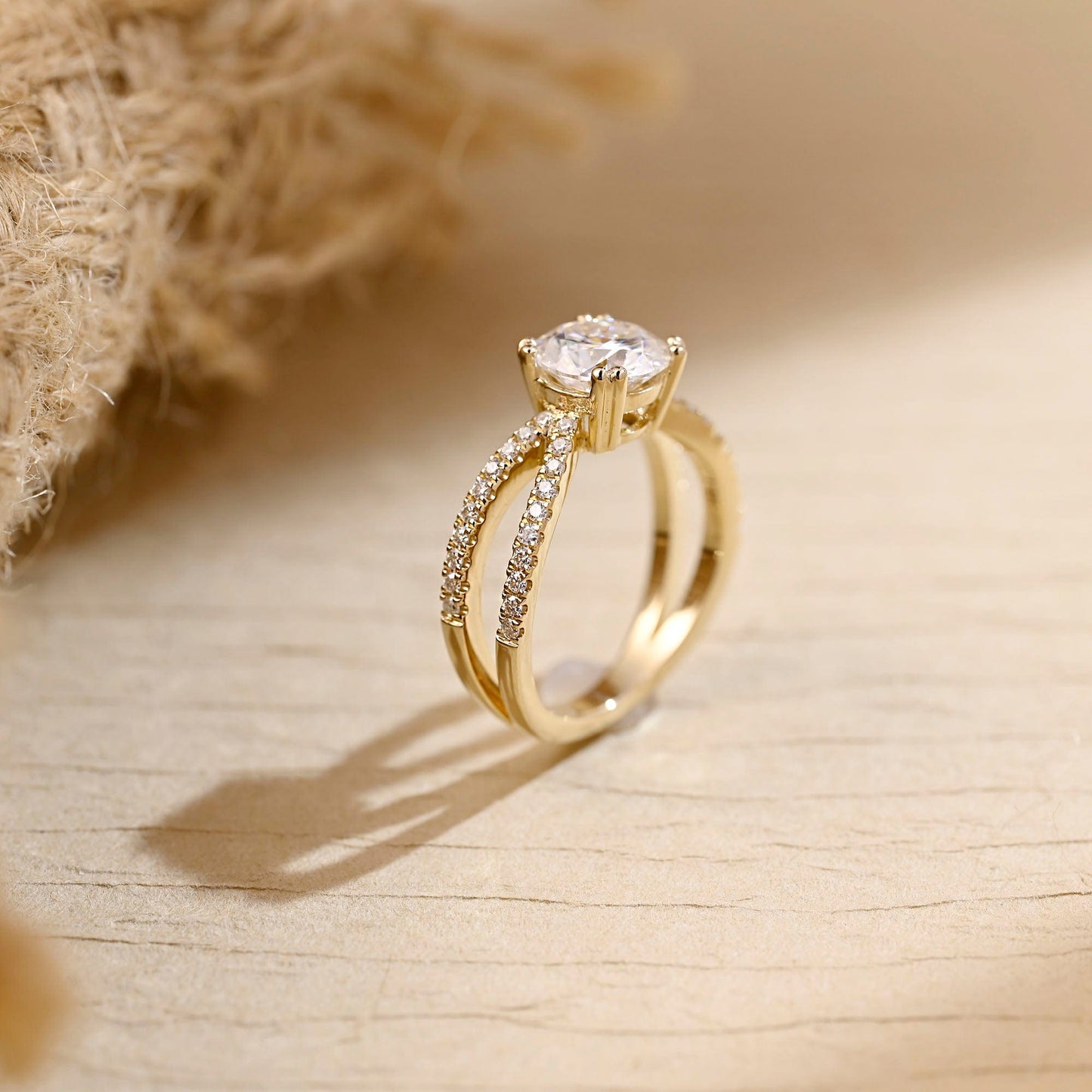 2 CT Emerald Pave Moissanite Engagement Ring