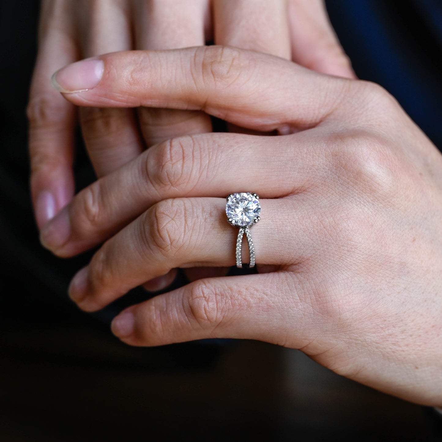 2 CT Emerald Pave Moissanite Engagement Ring