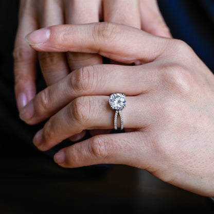 2 CT Emerald Pave Moissanite Engagement Ring