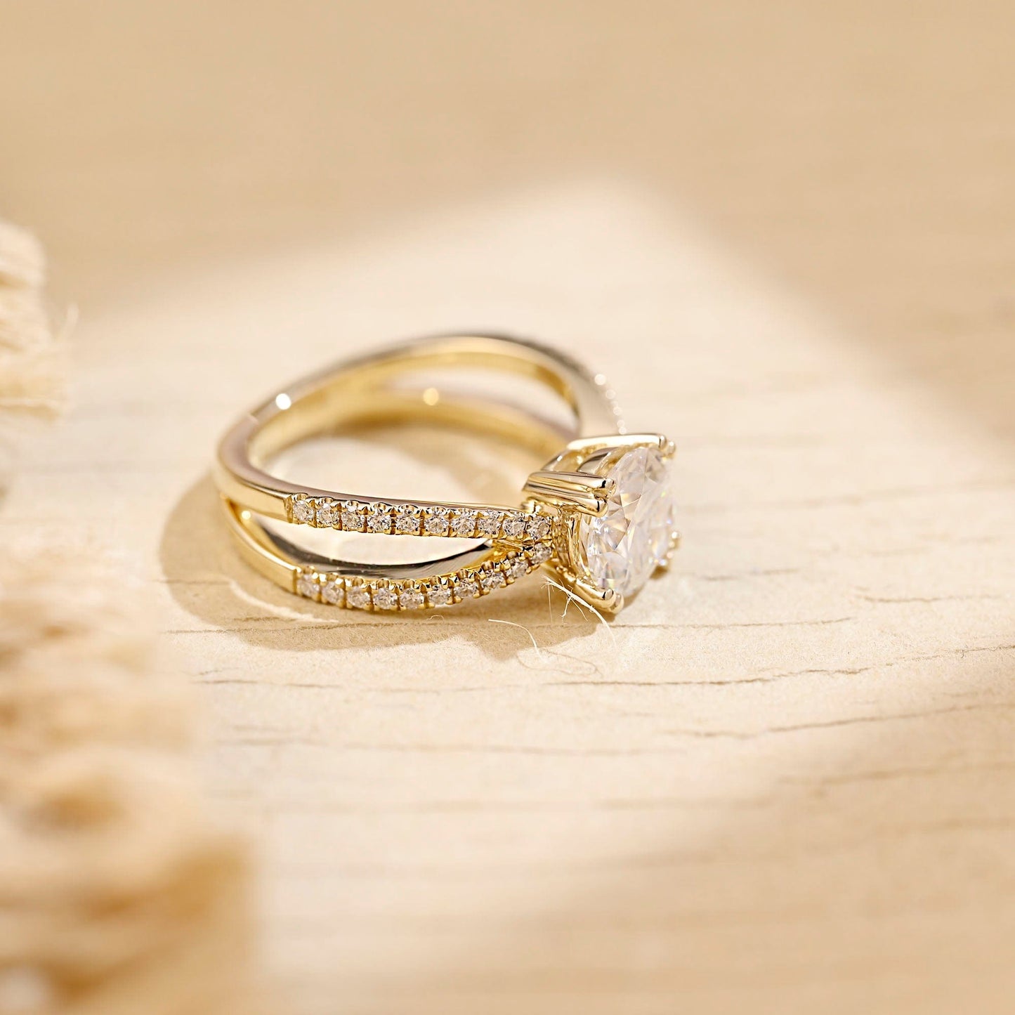 2 CT Emerald Pave Moissanite Engagement Ring