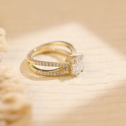 2 CT Emerald Pave Moissanite Engagement Ring