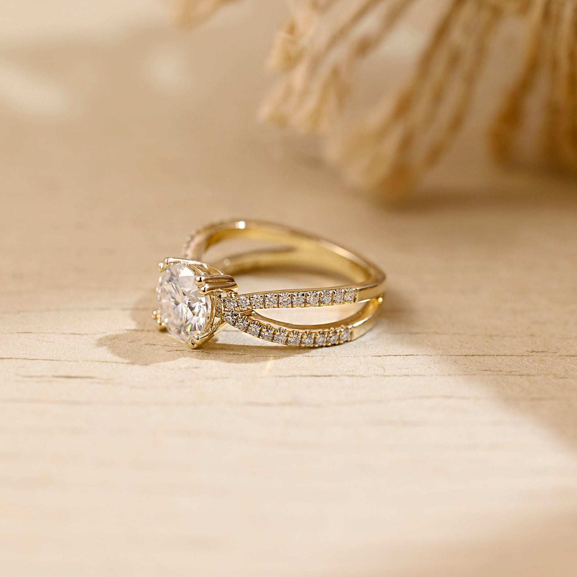 2 CT Emerald Pave Moissanite Engagement Ring