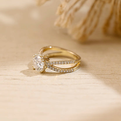 2 CT Emerald Pave Moissanite Engagement Ring