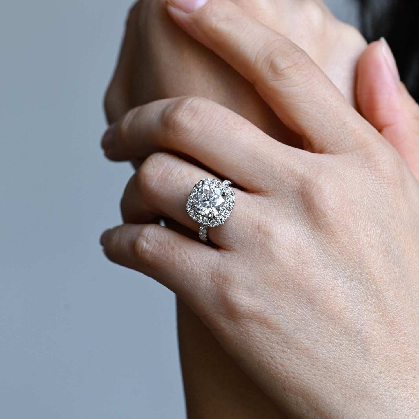 2 CT Emerald Pave Moissanite Engagement Ring