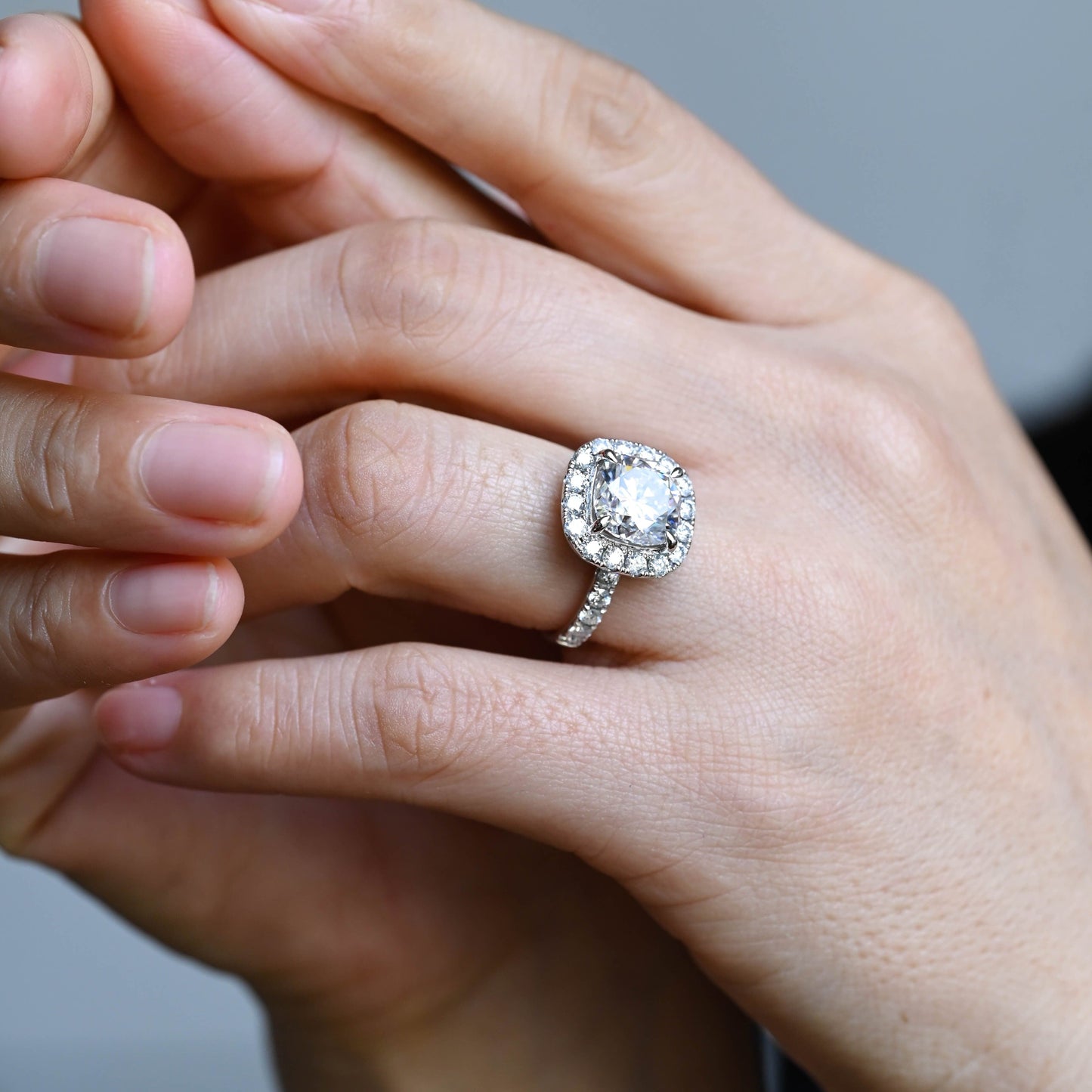 2 CT Emerald Pave Moissanite Engagement Ring