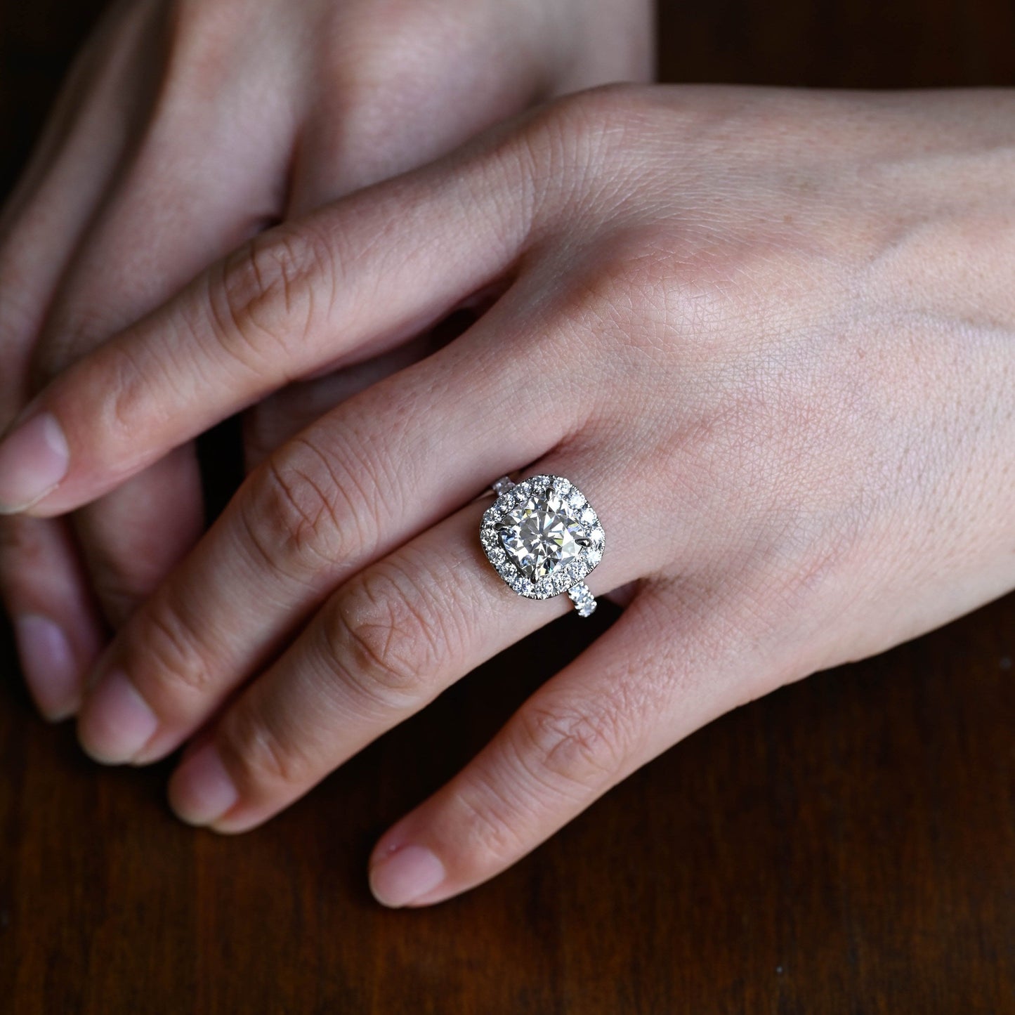 2 CT Emerald Pave Moissanite Engagement Ring
