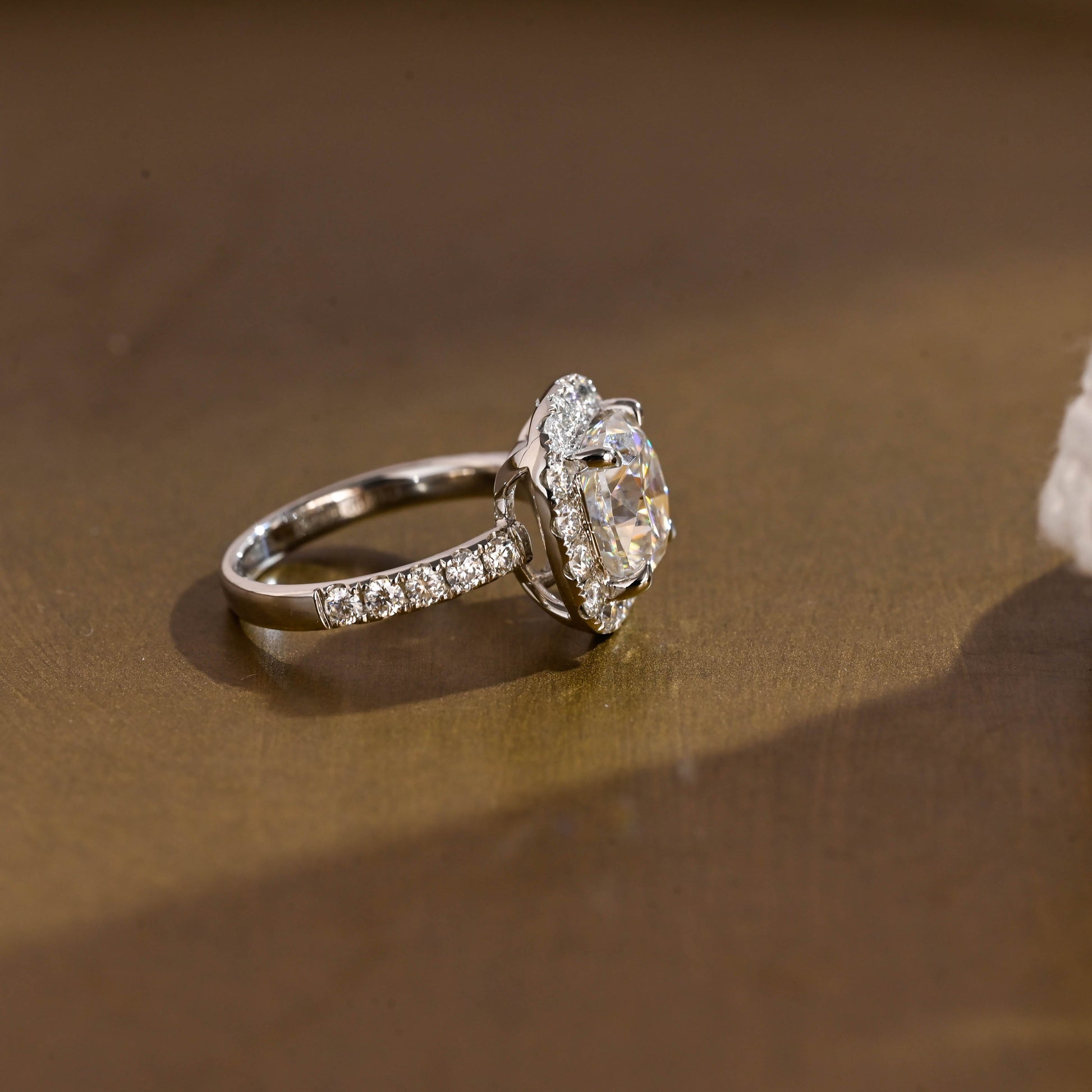 2 CT Emerald Pave Moissanite Engagement Ring