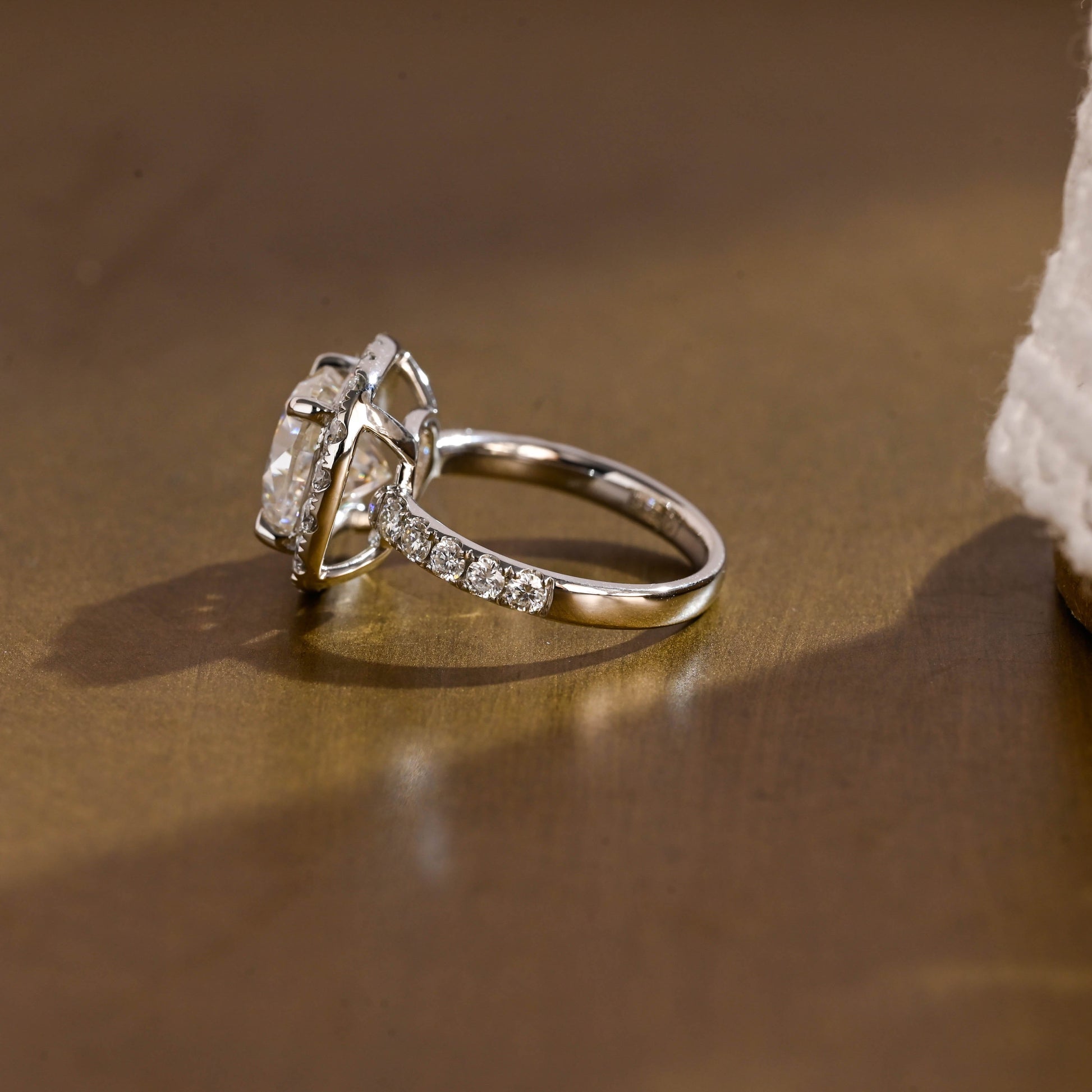 2 CT Emerald Pave Moissanite Engagement Ring