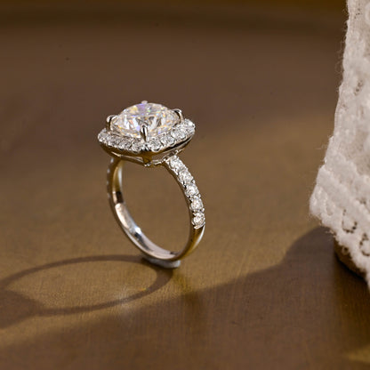 2 CT Emerald Pave Moissanite Engagement Ring