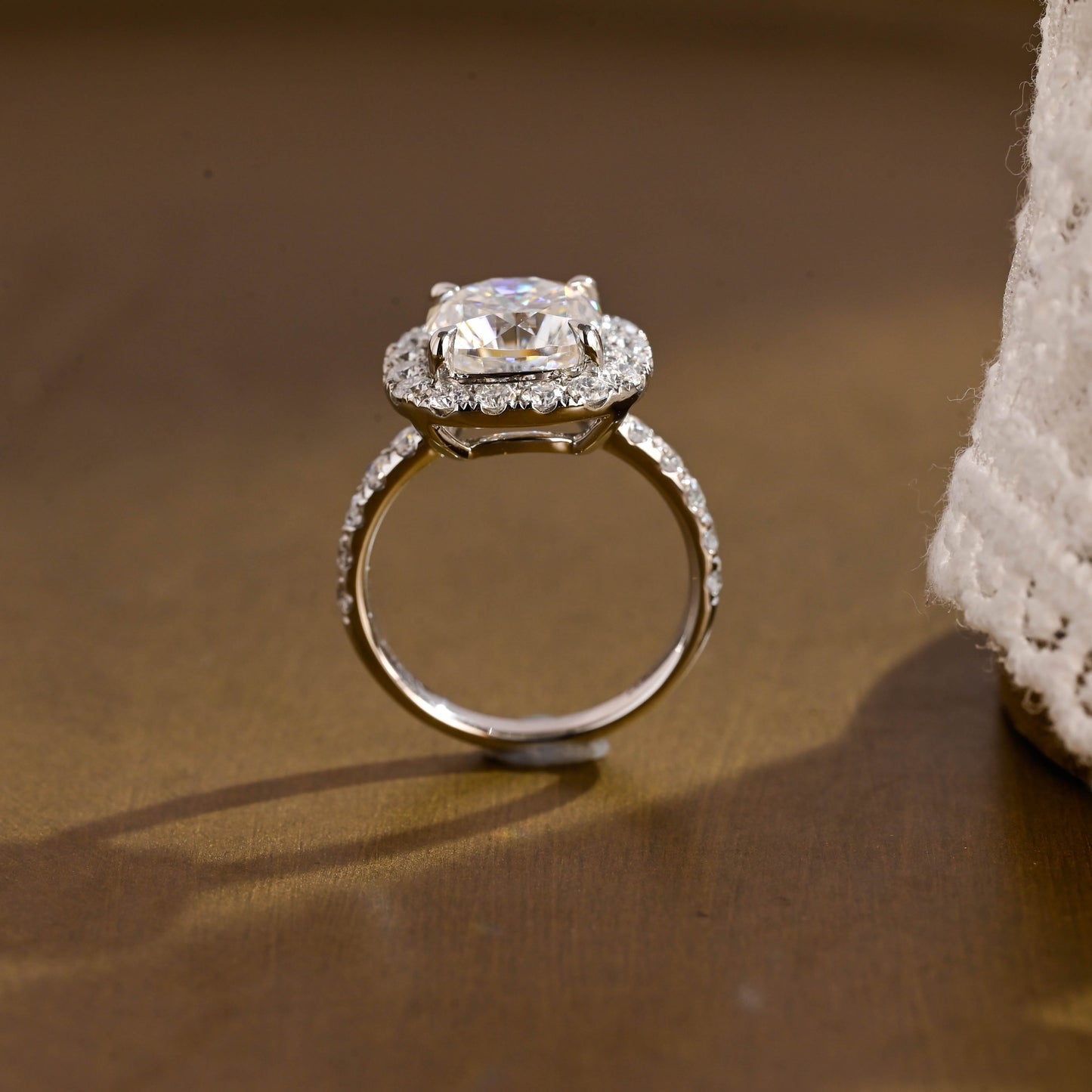 2 CT Emerald Pave Moissanite Engagement Ring